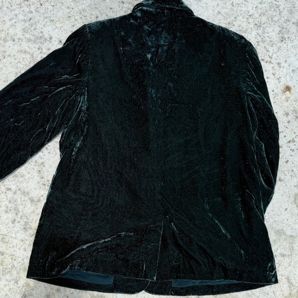Washable Coldwater Creek Crushed Velvet Dark Green Velvet Blazer - 14 - Picture 4 of 16